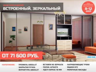 шкаф купе глубина 60 см встроенный гостиная с ТВ