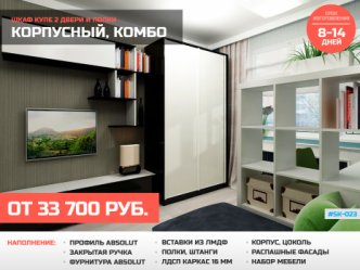 Шкаф глубиной 60 см на заказ корпусный под телевизор