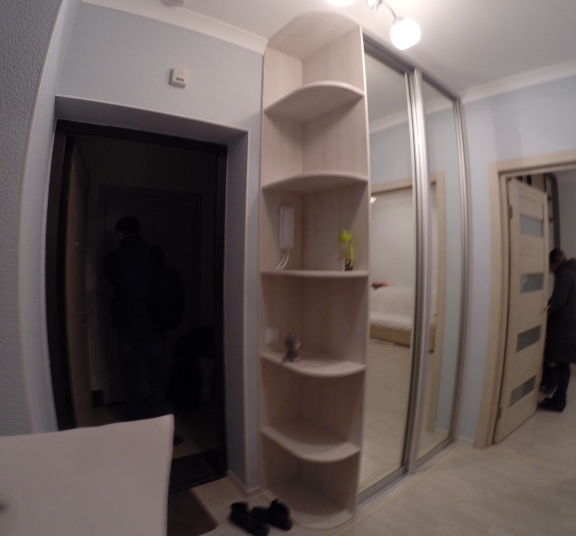 Зеркальные двери купе с раскладкой в проём